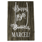 19e verjaardag: Fancy, Faux Wood Kijk + Aangepaste Medium Cadeauzakje (Achterkant)