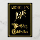 19e verjaardag — Fancy script en aangepaste naam Folie Uitnodiging (Voorkant)