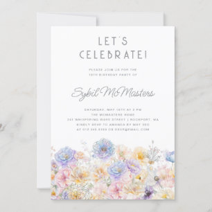 19e Verjaardag Feest Voorjaar Waterverf Bloemen Kaart