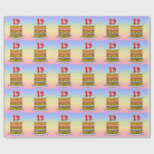 19e verjaardag: Fun Cake and Candles + Custom Name Cadeaupapier (Vlak)