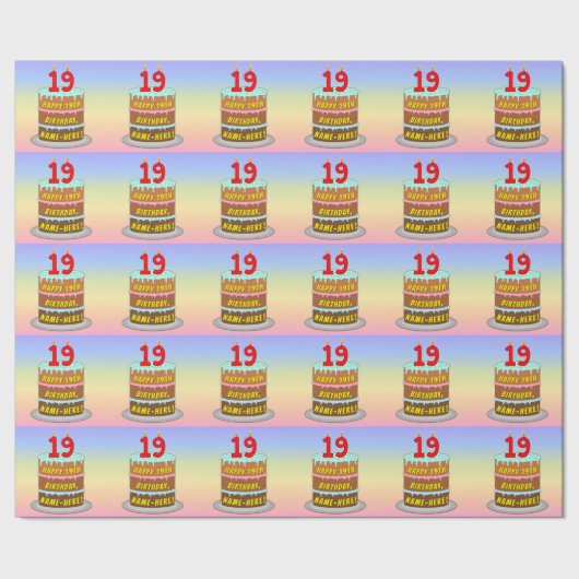 19e verjaardag: Fun Cake and Candles + Custom Name Cadeaupapier (Zoom)