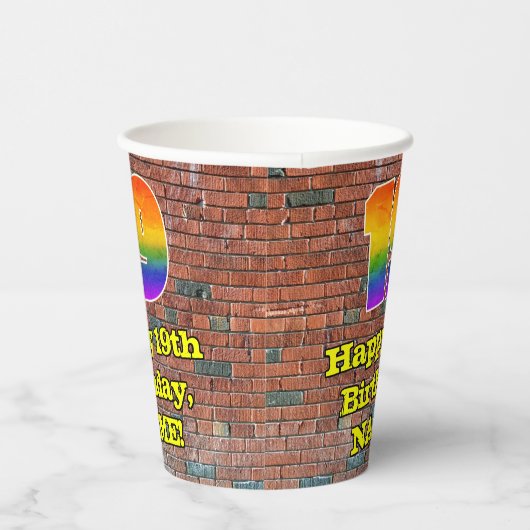 19e verjaardag: Fun Graffiti-geïnspireerde regenbo Papieren Bekers (Rechts)