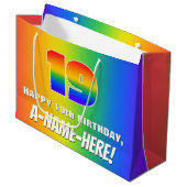 19e verjaardag: kleurrijk, vun regenboogpatroon # groot cadeauzakje (Voorkant Gekanteld)