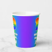 19e verjaardag: kleurrijk, vun regenboogpatroon # papieren bekers (Links)