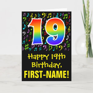 19e verjaardag: kleurrijke muzieksymbolen + regenb kaart