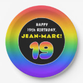 19e verjaardag: kleurrijke regenboog # 19, Naam va Papieren Bordje (Voorkant)