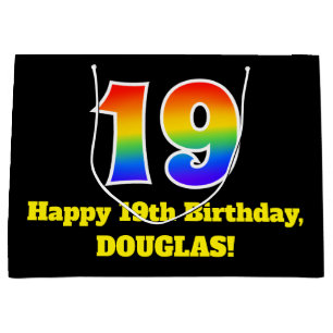 19e verjaardag ~ Leuk, Kleurrijk, Levendig, Regenb Groot Cadeauzakje