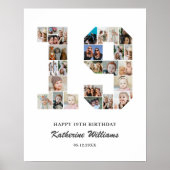 19e verjaardag nummer 19 aangepaste fotocollage poster (Voorkant)