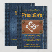 19e Verjaardag Party Vrouw, Elke leeftijd, Denim s Kaart (Voorkant / Achterkant)