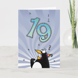 19e verjaardag - Penguin Surprise Kaart