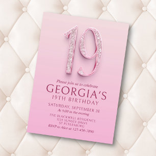 19e verjaardag Pink Diamonds Kaart