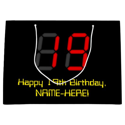 19e verjaardag: Red Digital Clock Style "19" + naa Groot Cadeauzakje (Voorkant)