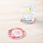 19e verjaardag roze rozen swirly hart kartonnen onderzetters (Insitu)