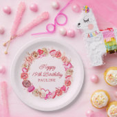 19e verjaardag roze rozen swirly hart papieren bordje (Feest)