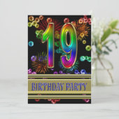 19e verjaardag Uitnodiging met bellen (Staand voorkant)