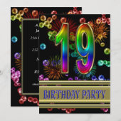 19e verjaardag Uitnodiging met bellen (Voorkant / Achterkant)