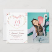 19e verjaardag uitnodigingen Boho Floral Foto (Voorkant)