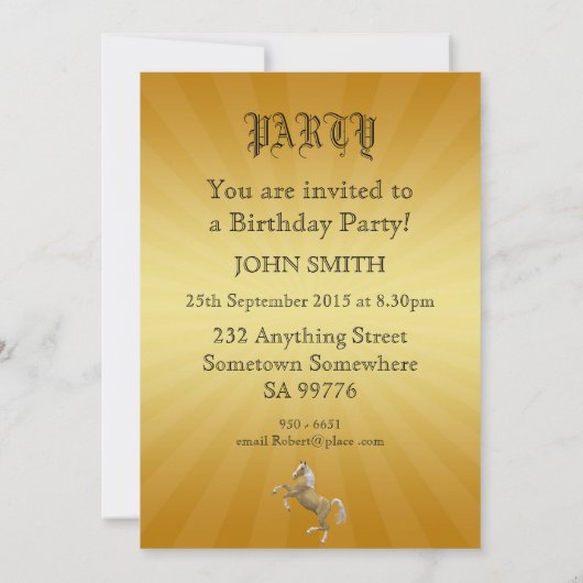 19e verjaardag van de uitnodiging van de Birthday (Achterkant)