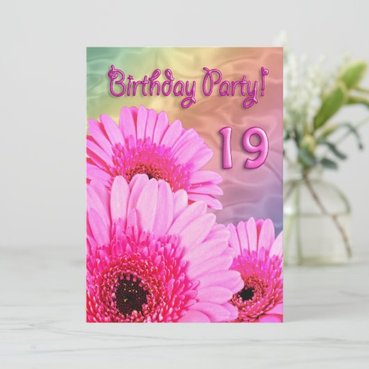 19e verjaardag van de uitnodiging van de Birthday (Staand voorkant)