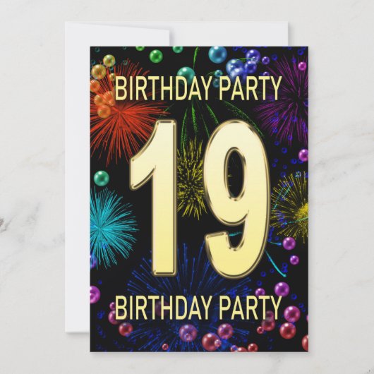 19e verjaardag van het Vuurwerk van de Uitnodiging (Voorkant)