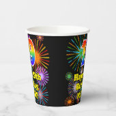 19e verjaardag: Vuurwerk Fun Pattern + Regenboog 1 Papieren Bekers (Links)
