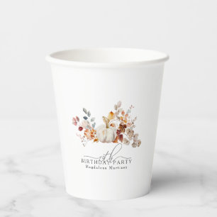 19e Verjaardag Witte Pompoen Herfst Bloemen Custom Papieren Bekers