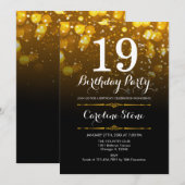 19e verjaardag - Zwart Wit Goud Kaart (Voorkant / Achterkant)