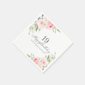 19e Verjaardagsfeest Levert Roze Bloemen Custom Servet (Hoek)