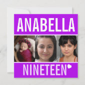 19e verjaardagsfeestdag, foto paars kaart (Voorkant)