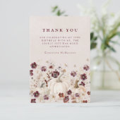 19e Verjaardagsfeestje Pompoen Wildflower Custom Bedankkaart (Staand voorkant)