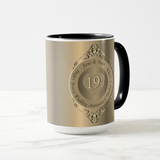 19ème ou 8ème anniversaire Mariage de bronze Mug (Devant droit)