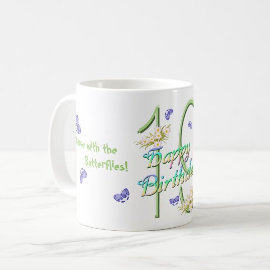 19ème Tasse de danse de papillon d'anniversaire (Devant gauche)