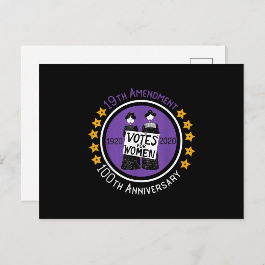 19th Amendment XIX Suffragette 100 yrs Anniversary Aankondigingskaart (Voorkant / Achterkant)