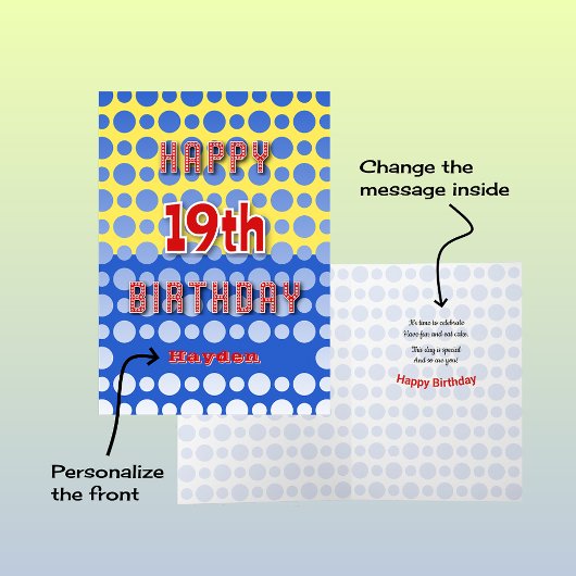 19th Birthday add name circles pattern Kaart