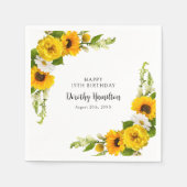 19th Birthday Party Sunflower Daisy Custom Servet (Voorkant)