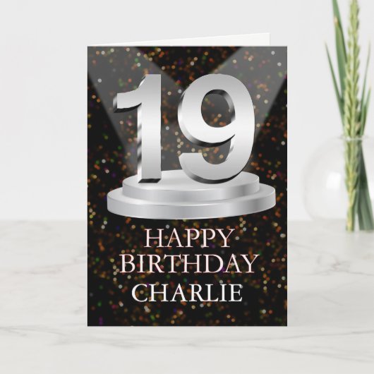 19th Birthday Spotlights Voeg een naam toe Kaart (Voorkant)