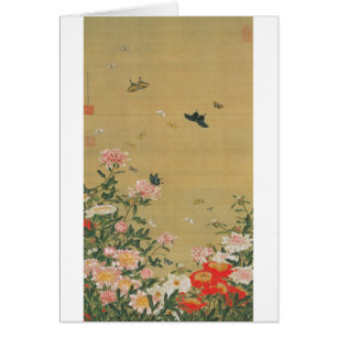 1. 芍 薬 群 蝶 図, 若 Fleur et Papillon 冲, Jakuchu