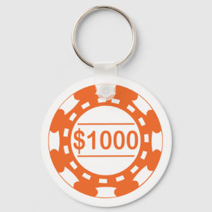 1.000 dollar Casino Chip Oranje Sleutelhanger