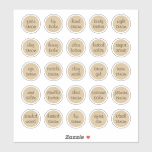 1.14" Kraft Cosmetische Jar Cream Balm Sticker