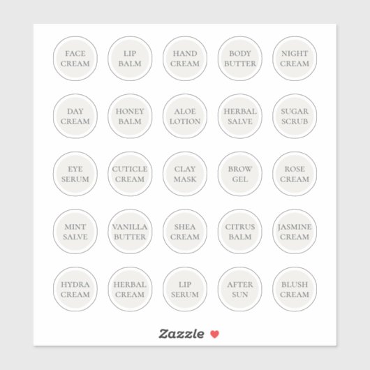 1,14" witte cosmetische pot met opdruk crèmebalm sticker (Vel)