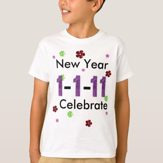 1-1-11 ENFANTS, NOUVELLE ANNÉE T-SHIRT (Devant)