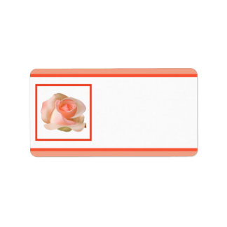 1,25 inch x 2,75 inch mailingadres roze/perzik Roo Etiket