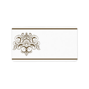 1,25 inch x 2,75 inch postadres Tanish Brown Damas Etiket
