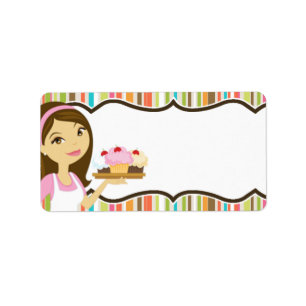 1.25 "x2.75" Bakkerij Brunette Mailing Addres Labe Etiket