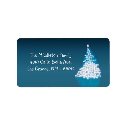 1,25 "x2,75" Blauw Wit XMAS Tree Mailing Label (Voorkant)