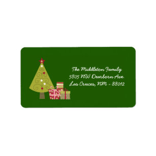 1,25 "x2,75" Green XMAS Tree Mailing Adreslabel Etiket