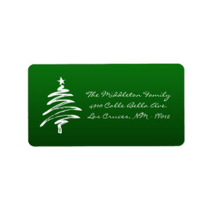 1,25 "x2,75" Groen wit XMAS Tree Mailing Label