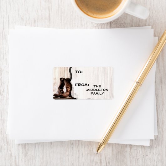 1.25 "x2.75" Kerstlaarzen land rustiek western Etiket (Insitu)