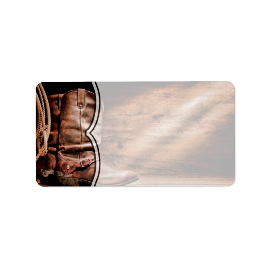 1.25"x2.75"-mailadres Cowboy Boots Barn Wood Etiket (Voorkant)