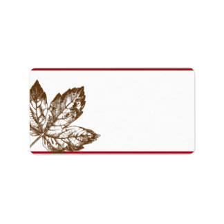 1.25 "x2.75" Mailing Adres Bruin Bladeren Etiket